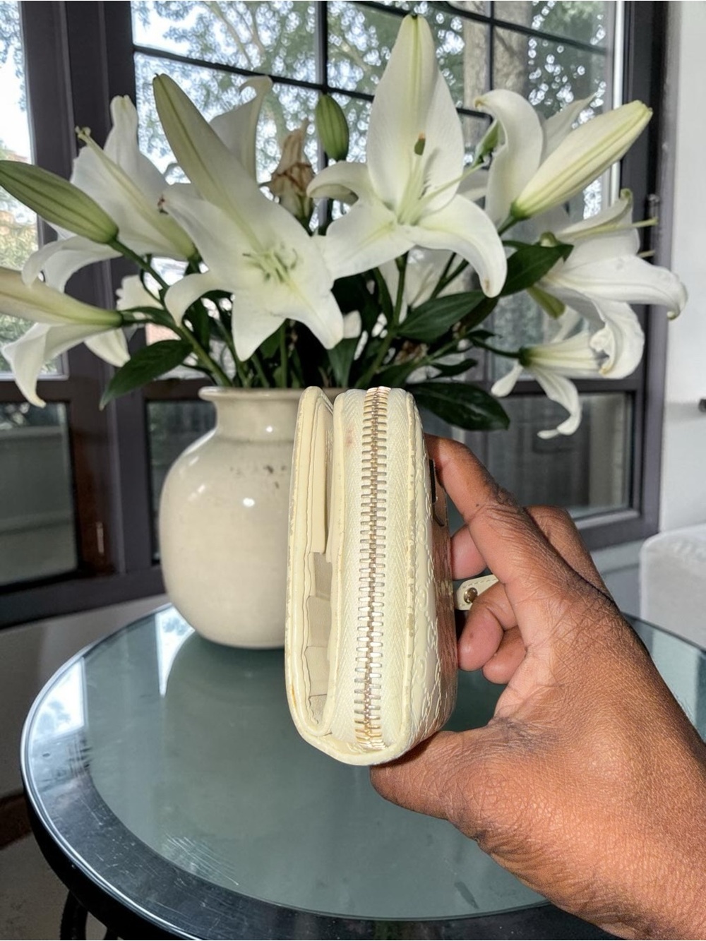 Gucci Cream Guccissima Leather GG-Embossed Wallet with Tab Closure & Care Cards - Picture 7 of 13